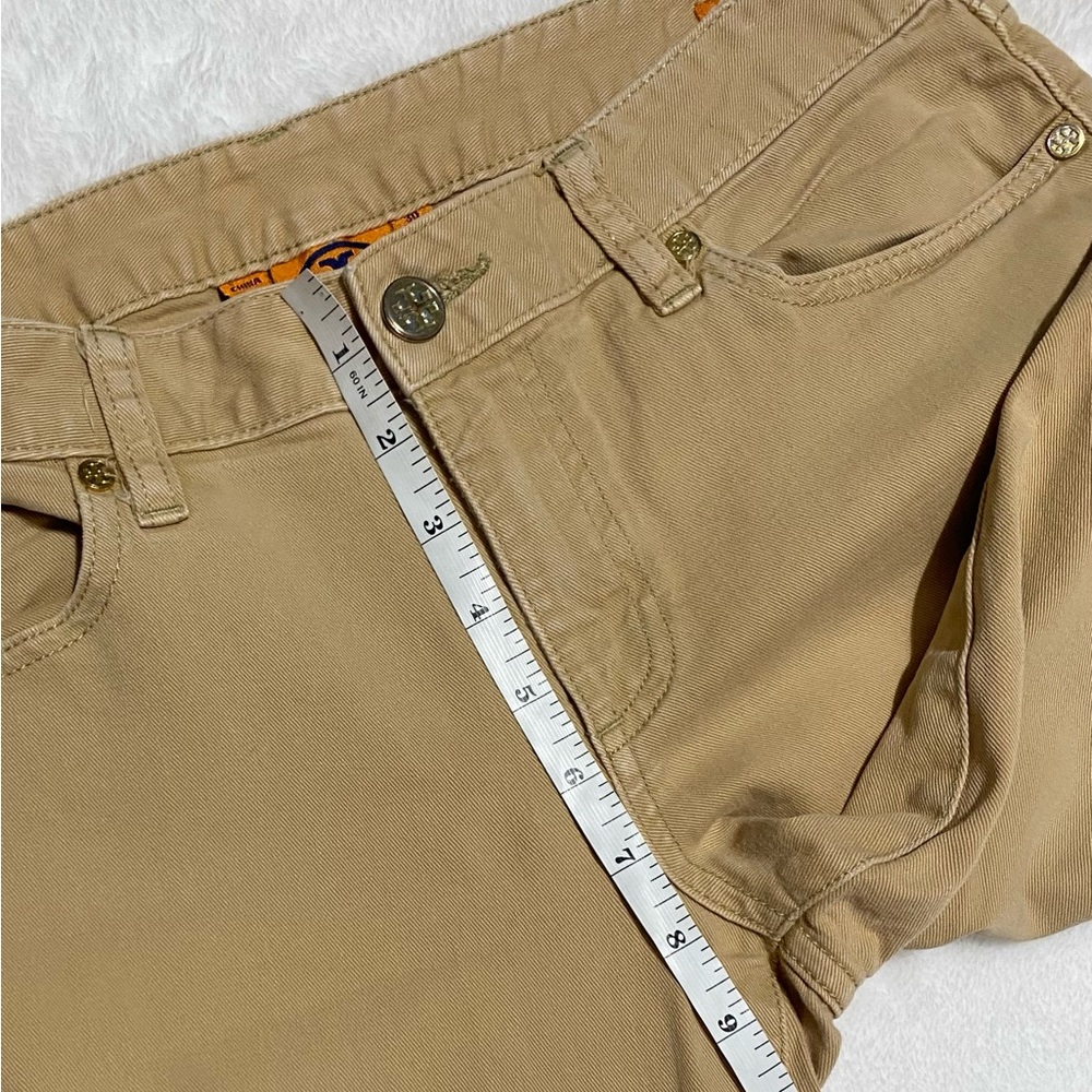 Tory Burch Khaki Cropped Skinny Pants Tan Mid-Rise Stretch Pants Size 30 - Picture 10 of 13